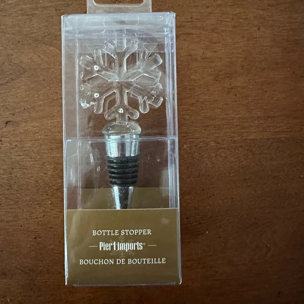 Pier 1 imports clear snowflake olive oil wine bottle stopper